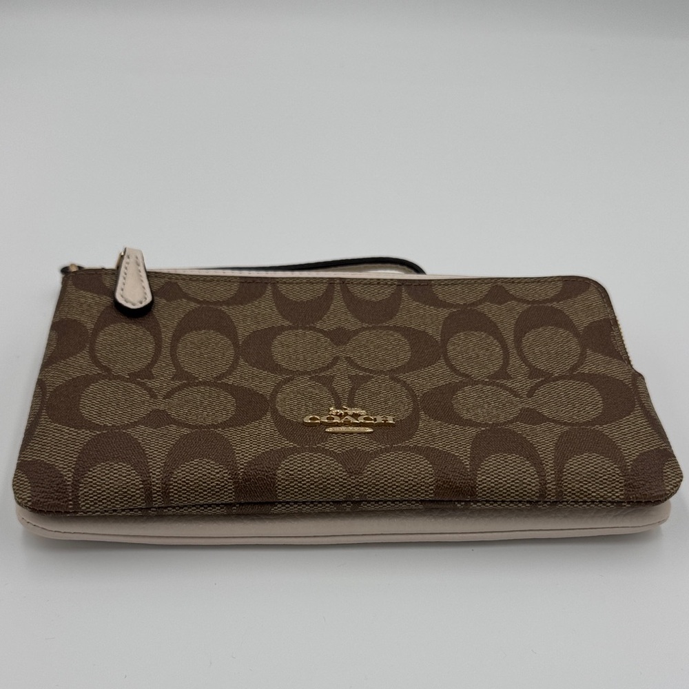 Coach Signature Brown and Cream Double Pouch Wristlet - Picture 3 of 6